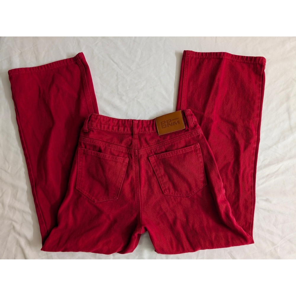 Princess Polly XX Red Wide Leg High Waisted Denim Jeans Juniors Womens Size 0 - Picture 12 of 16